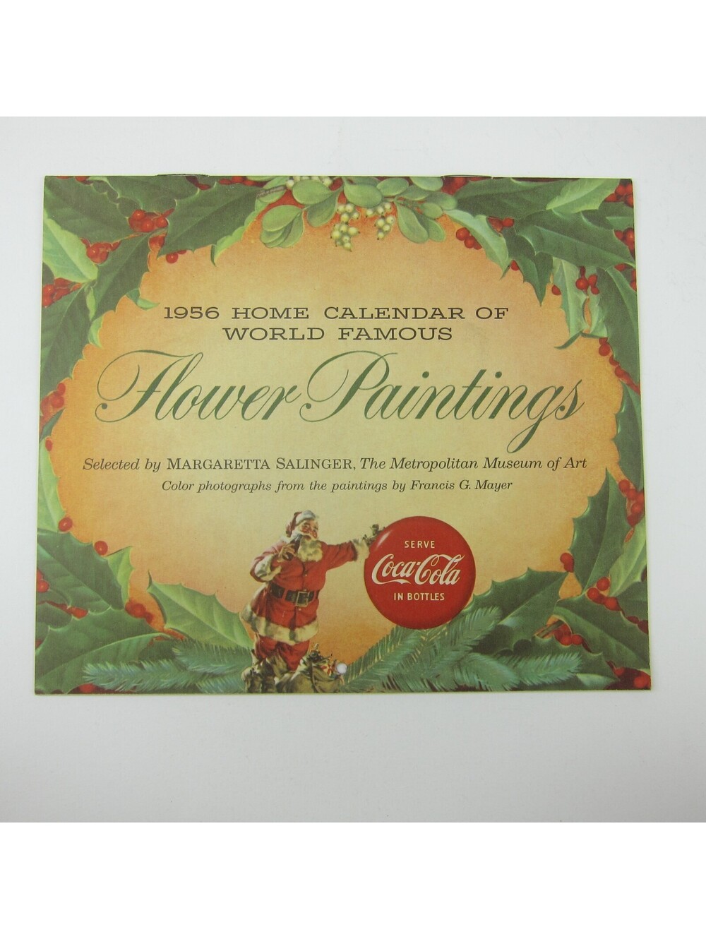 Coca Cola Advertising Wall Calendar Vintage 1956 Famous Flower Paintings